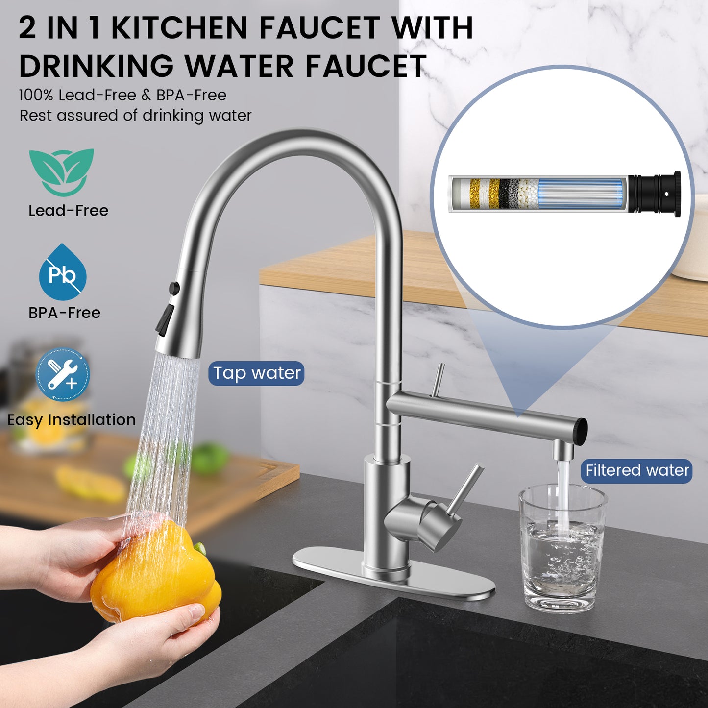 2 Pack Replacement Filter for Feelso Kitchen Faucet