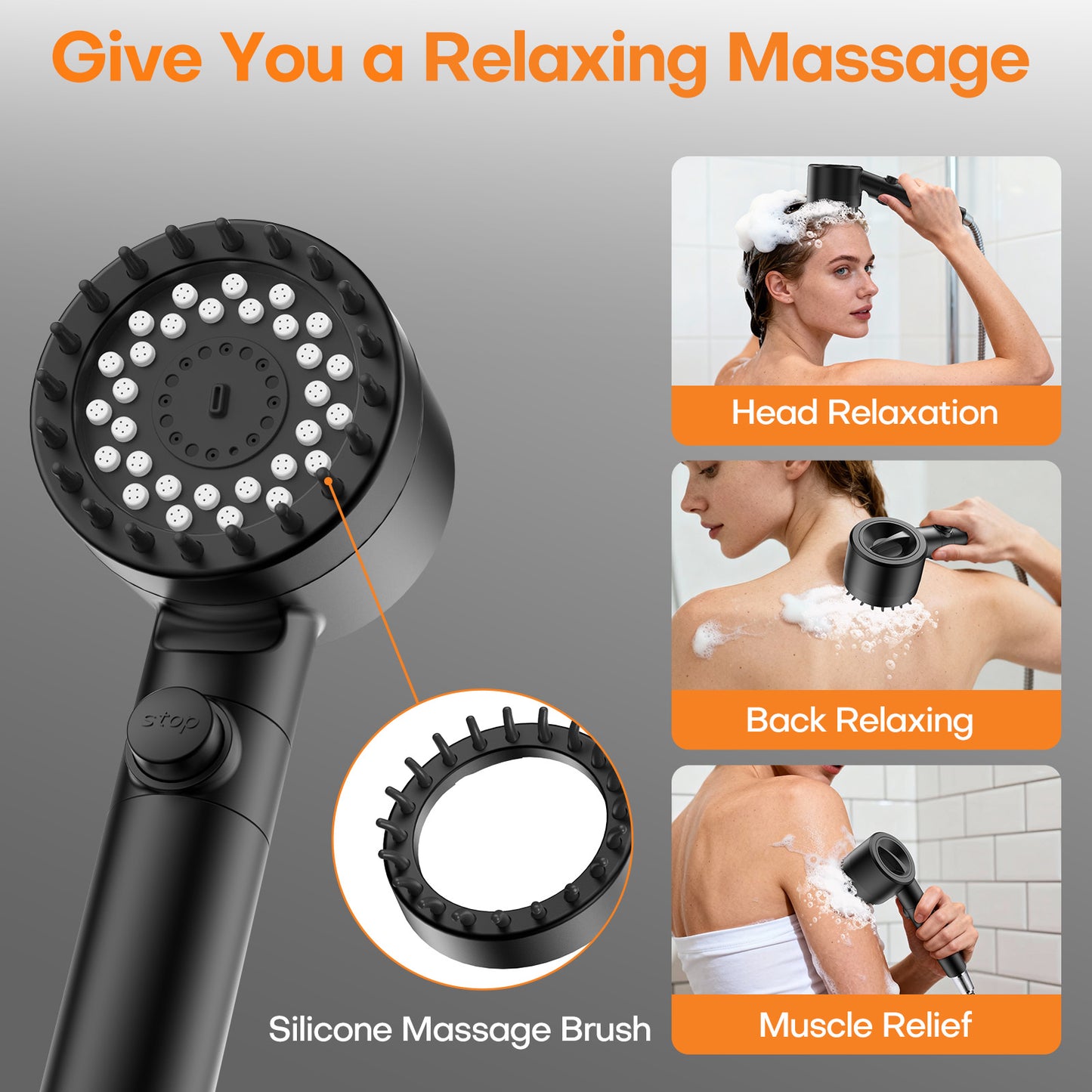 FEELSO Filtered Shower Head with Hand Shower, High Pressure Shower Head with 4 Spray Jets with Filters and Improved Anti-Clogging Nozzles for Hard Water, Removes Chlorine, Black