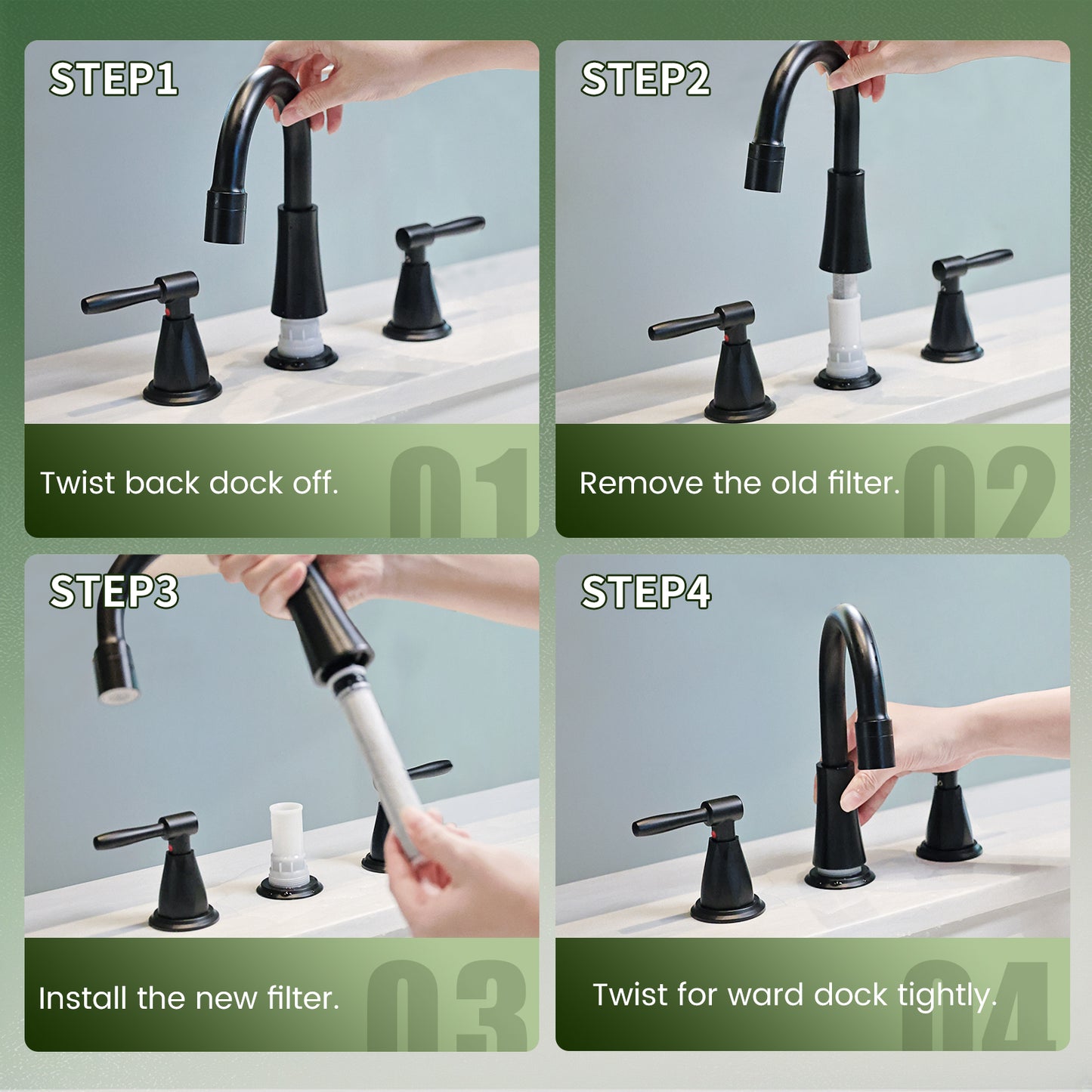 4 Pack Replacement Filters for Feelso Matte Black Bathroom Faucet