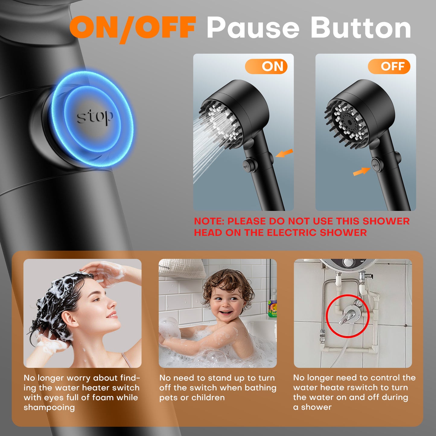 FEELSO Filtered Shower Head with Hand Shower, High Pressure Shower Head with 4 Spray Jets with Filters and Improved Anti-Clogging Nozzles for Hard Water, Removes Chlorine, Black